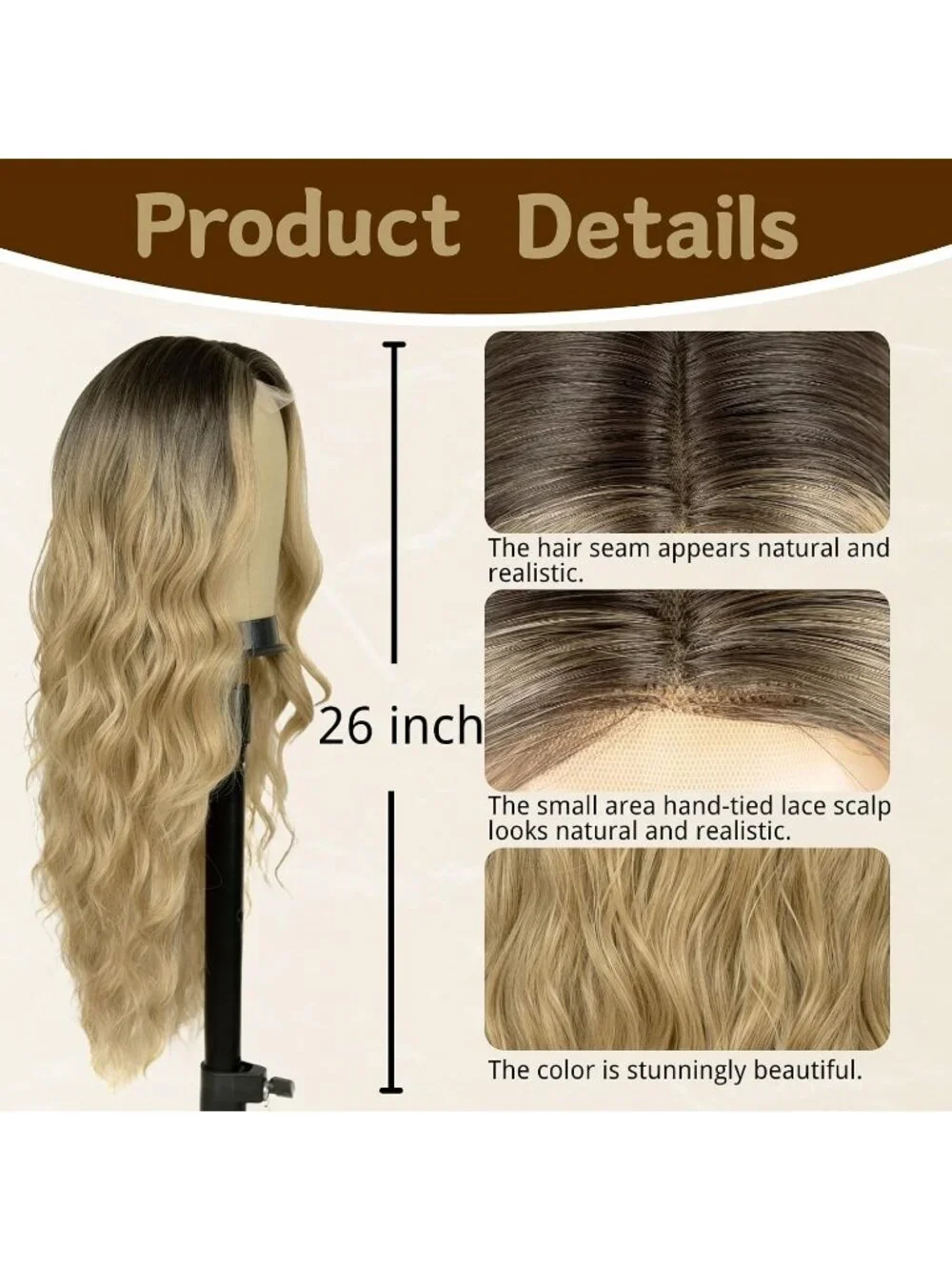 Women's Omber Blonde 26 Inch Charming Middle Part Heat Resistant Fiber Wigs